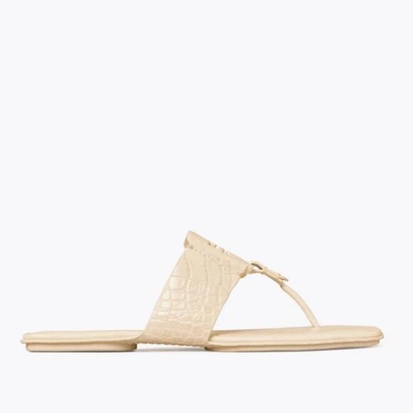 Tory Burch CROC EMBOSSED Georgia Sandal New Cream MANY SIZES - Picture 4 of 6